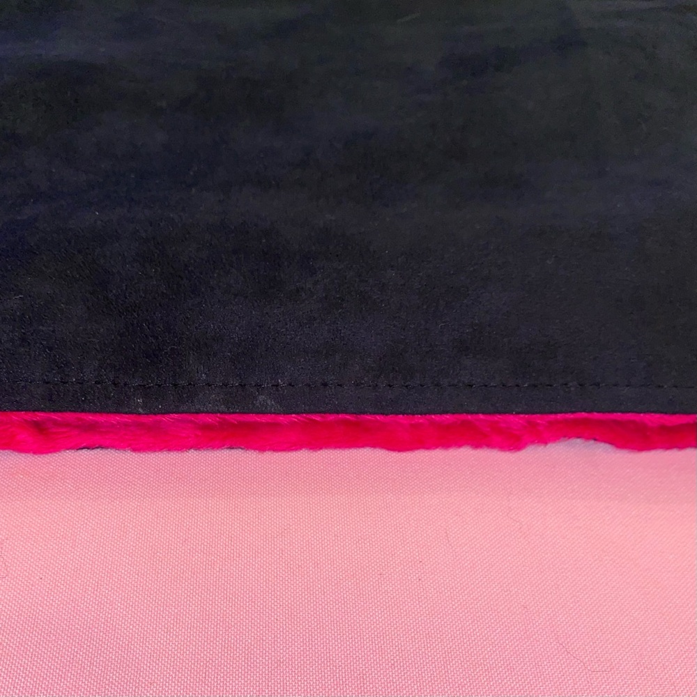 Hot Pink Pet Velour Sling Carrier Knapsack Blanket Reversible Black Faux Fur - Picture 4 of 13